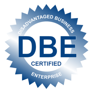 Disadvantaged Business Enterprises blue and white logo