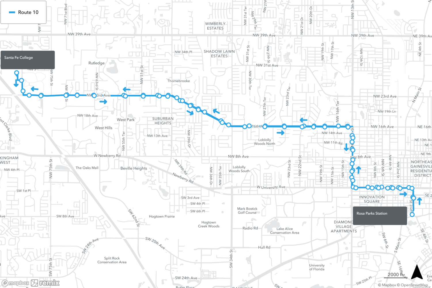 Rts Gainesville Schedule Spring 2022 Route 010 Rosa Parks Transfer Station To Santa Fe - Go-Rts