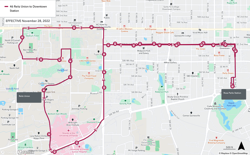 Gainesville Florida RTS November 28 Detours - Route 046 Complete Route