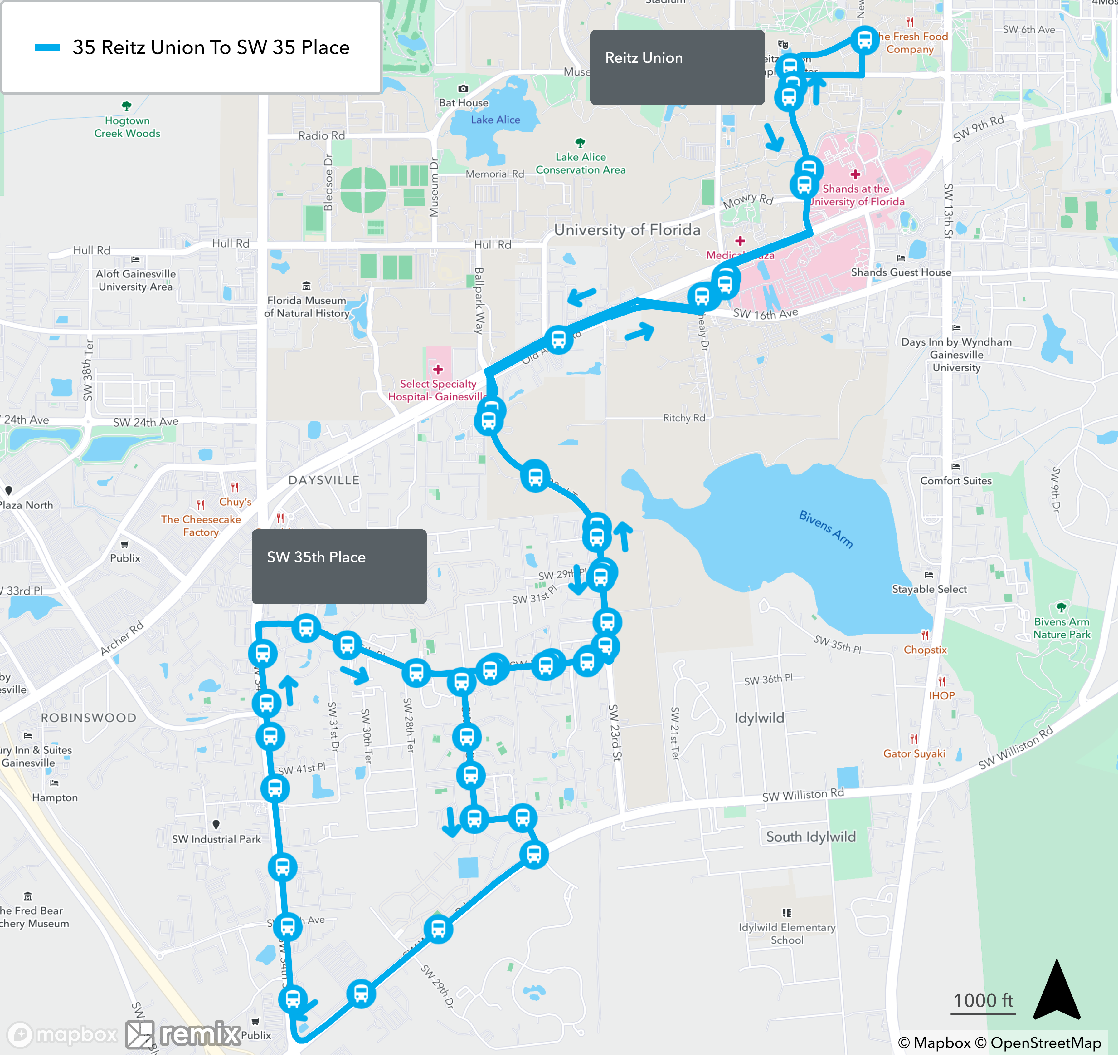 Gainesville Florida RTS Route 035 Complete Route