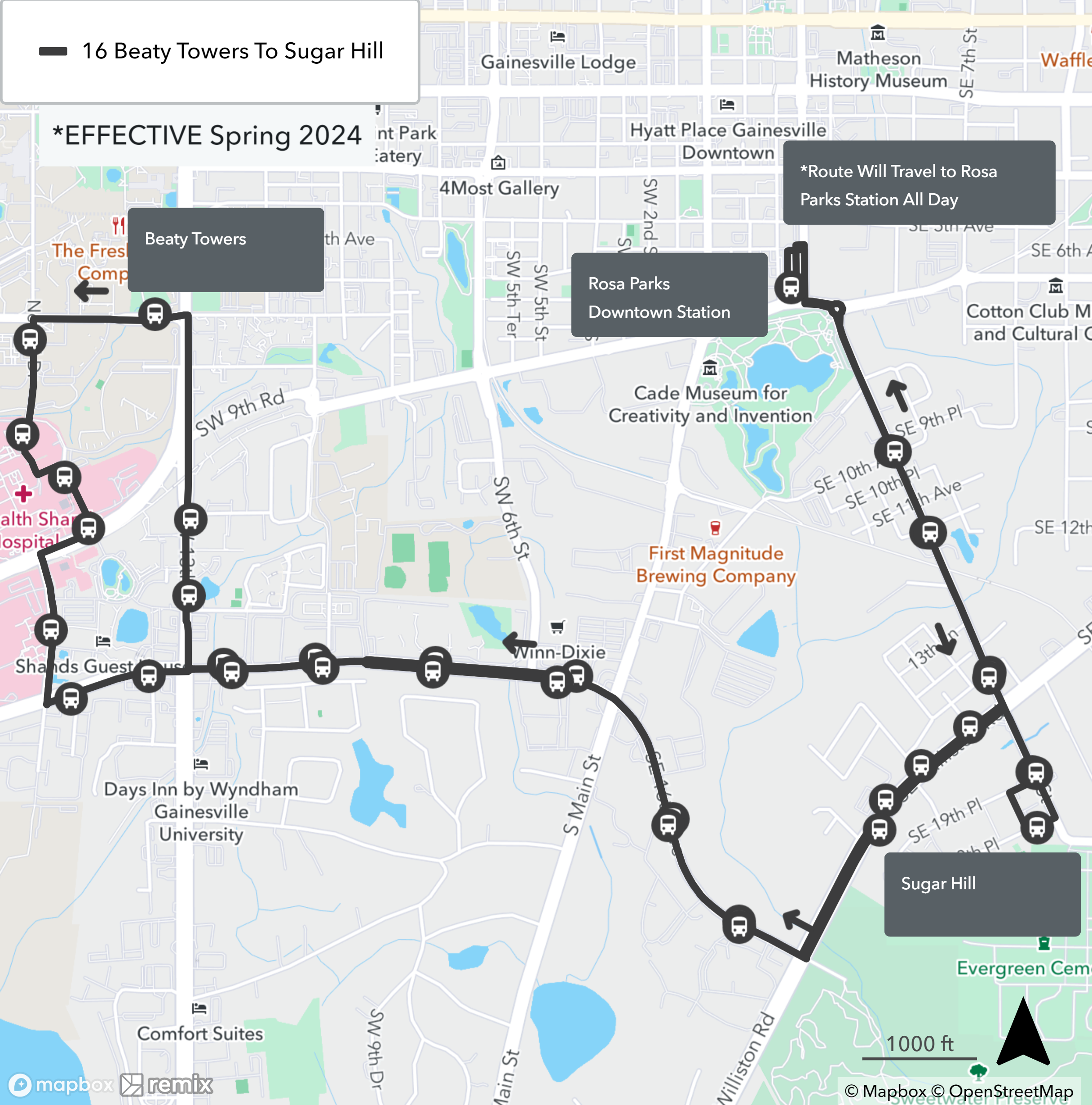 Route 016 Complete Route Spring 2024