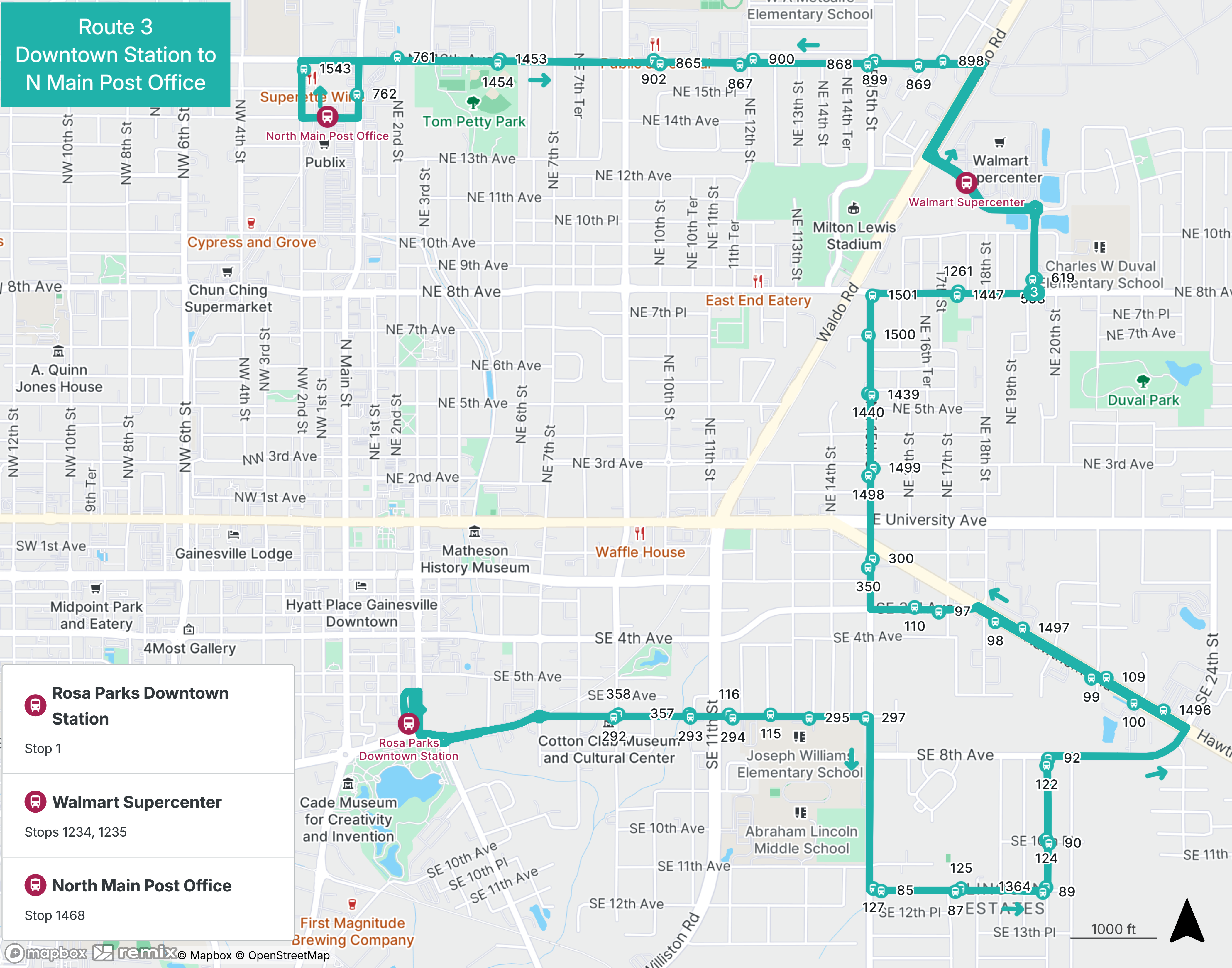 city of gainesville rts route 3
