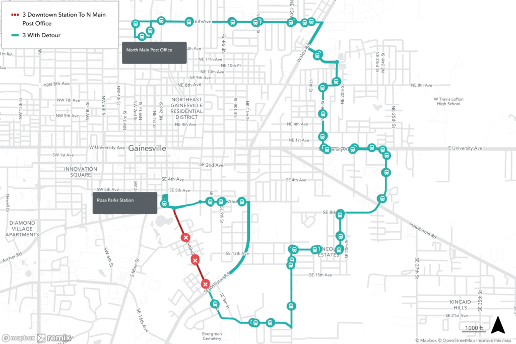 Route 003 Rosa Parks Transfer Station to North Main Post Office - Go-RTS