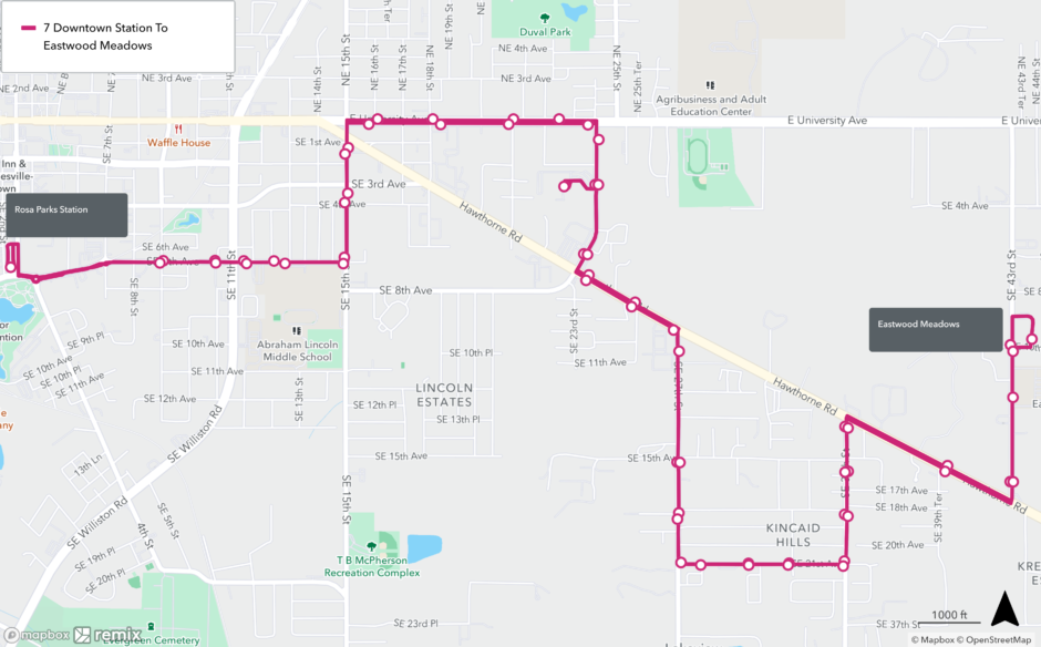 Route 007 Rosa Parks Transfer Station To Eastwood Meadows - Go-RTS