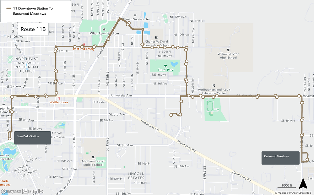 Route 011 Rosa Parks Transfer Station To Eastwood Meadows - Go-RTS