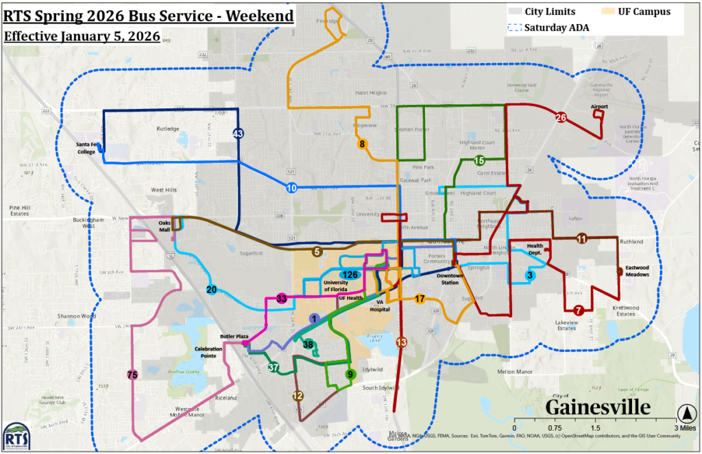 Saturday ADA service map
